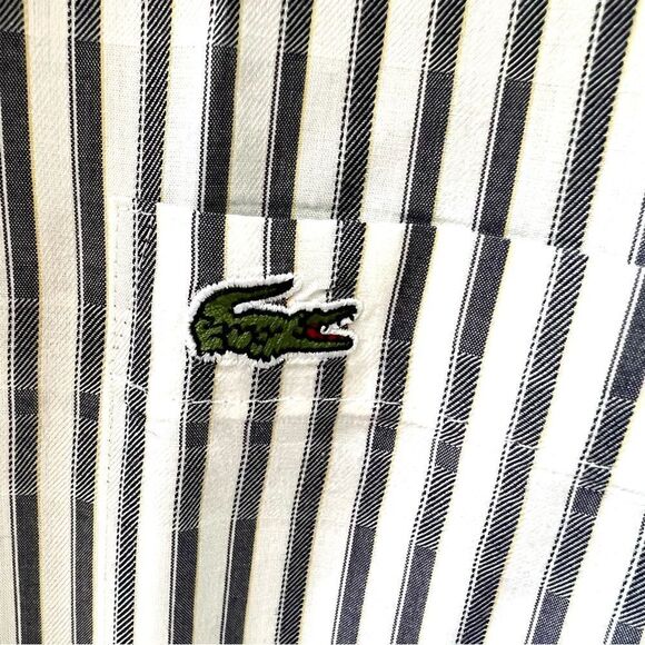 Lacoste grey striped button down reg fit.   Size M - Picture 2 of 7